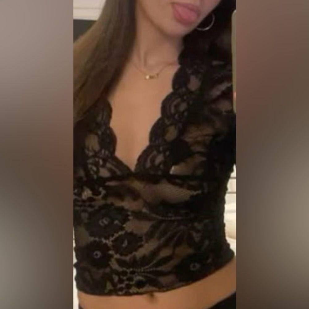 White House Black Market Elegant Black and White Lace Top